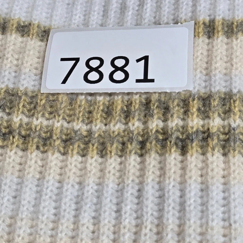 J. Crew Cashmere Ribbed Crewneck Sweatshirt‎ In Stripe S BF015 Pearl Oyster Ash